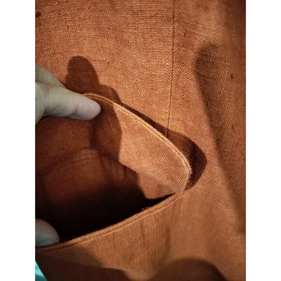 3316)Vtg Central Falls Orange Linen Two Button Closure Lined Blazer Size 10 - Picture 5 of 10